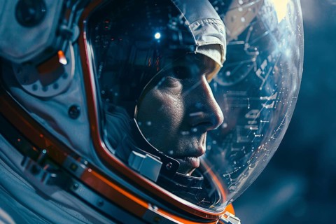 Close up of man in astronaut suit with helmet. Generative Ai, AI generated