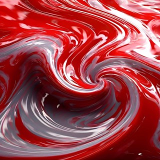 Digital art illustration of a liquid whirlpool swirling with red and silver tones, AI generated