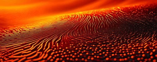 Fingerprint background dominated by swirl patterns in orange hues, AI generated