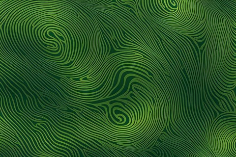 Fingerprint background dominated by swirl patterns in green hues, AI generated