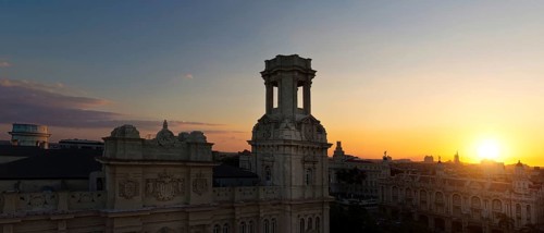 Authentic Old Havana (Havana Vieja) buildings at sunset in historic city center near Central Park