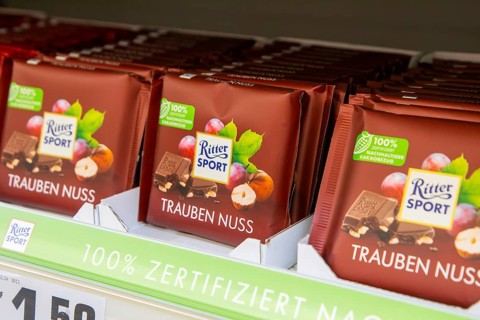February 2024: RITTER SPORT chocolate in the supermarket