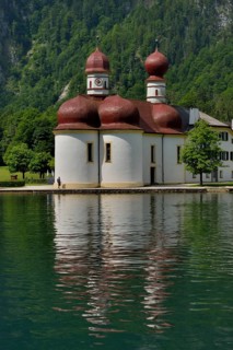 Pilgrimage church of St. Bartholomew on lake Königssee, Upper Bavaria, Bavaria, Germany, Europe