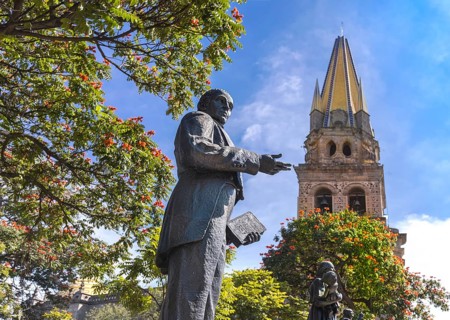 Guadalajara, Jalisco, Mexico, October 14, 2021: Statues in front of the landmark Guadalajara
