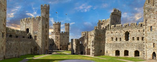 Caernarfon or Carnarvon Castle built in 1283 by King Edward I of England, Gwynedd, north-west