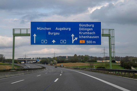Almost empty motorway, corona crisis, pandemic, motorway A8, near Günzburg, Bavaria, Germany,