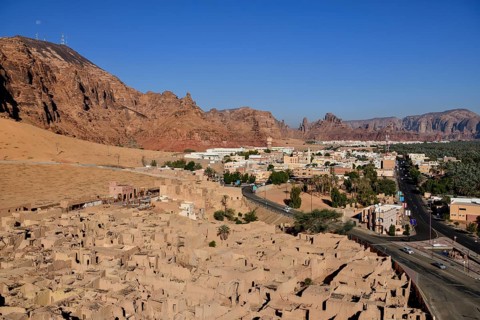 View over the old town of AlUla, Medina Province, Saudi Arabia, Arabian Peninsula, Asia