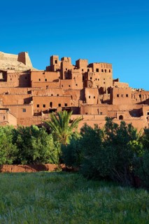 Adobe buildings of the Berber Ksar or fortified village of Ait Benhaddou, Sous-Massa-Dra Morocco
