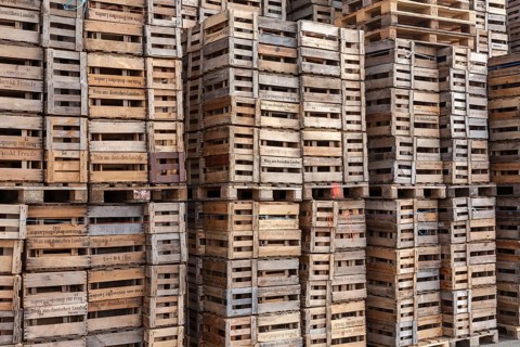 Wooden crates, wine crates, stacked, Rhineland-Palatinate, Germany, Europe