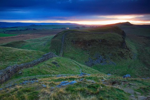 Hadrian's Wall, Boundary wall, roman fortification, Steel Rigg, Northumberland national park,