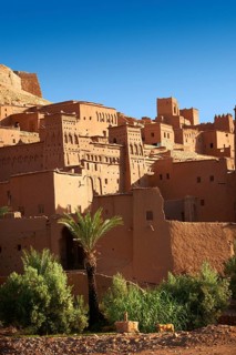 Adobe buildings of the Berber Ksar or fortified village of Ait Benhaddou, Sous-Massa-Dra Morocco