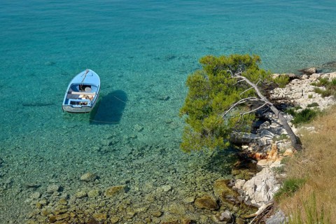 Fishing boat in a bay, near Jadrtovac, Adriatic Sea, Dalmatia, Croatia, Europe