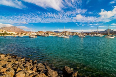 View over fisher port and city. San Vincente. Mindelo. Cabo Verde. Africa