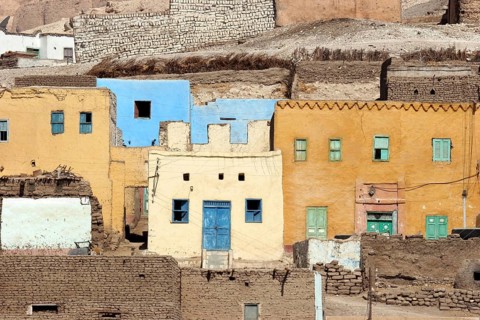 The ancient village of Gourna, Kurna on the west bank of the Nile in the Valley of the Kings,