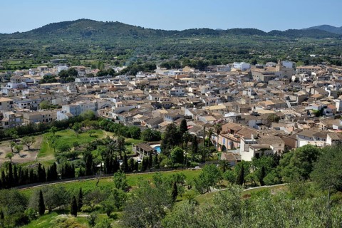 View of the historic centre from the Santuari de Sant Salvador fortress, Arta, Majorca, Balearic