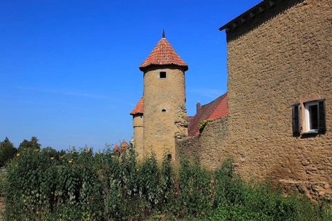Part of the old town wall and towers, Mainbernheim, Lower Franconia, Germany, Europe