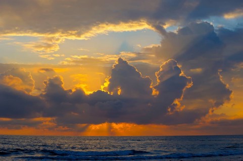Sunset over the sea, Den Hoorn, Texel Island, North Sea, North Holland, Netherlands