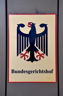Sign at the entrance to the Federal Court of Justice, Karlsruhe, Baden-Württemberg, Germany, Europe