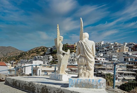 Statues of Daedalus and Icarus, Agia Galini, Crete, Greece, Europe