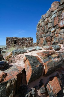 Agate House, reconstructed Pueblo building, built almost entirely of petrified wood, Petrified