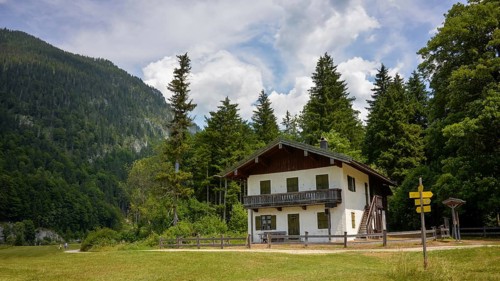 The Seefischerkaser in the Weitsee nature reserve near Ruhpolding in the Chiemgau Alps, Bavaria,