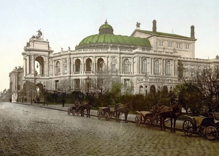 The Theatre of Odessa, Russia, Ukraine, c. 1890, Historic, digitally enhanced reproduction of a