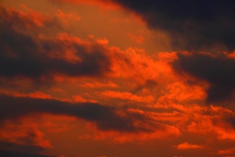 Clouds at sunset on the Trebel River, Peene Valley River Landscape nature park Park,
