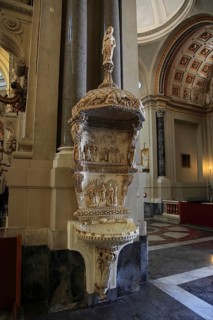City of Palermo, in the Cathedral Maria Santissima Assunta, holy water font in the interior, UNESCO