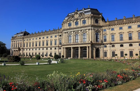Old town of Würzburg, the Würzburg Residence, view from the courtyard garden, UNESCO World Heritage