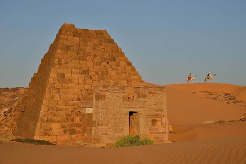 Pyramid of the south cemetery of Meroe, Black Pharaohs, Nubia, Nahr an-Nil, Sudan, Africa