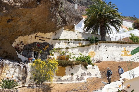 Traditional living cave dwelling in Artenara, Las Palmas province, Gran Canaria, Canary Islands,