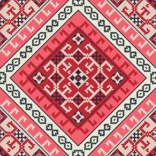 Traditional Georgian folk art embroidery vector pattern