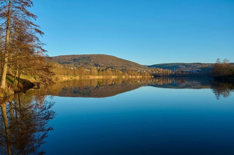 Lake in the morning, Freudenberg am Main, Untermain, Spessart, Odenwald, Franconia,