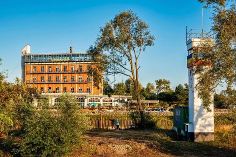 Former observation tower of the GDR border troops at the port of Dömitz, Mecklenburg-Western