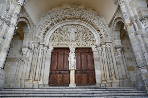Famous tympanum of Saint-Lazare Cathedral with the Last Judgement, Autun, Département