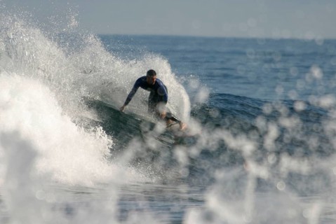 Surfer near Punta del Hidalgo, Tenerife, Canary Islands, Spain, Surfers near Punta del Hidalgo,