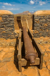Cannon and loop-hole. Ciudad Velha. Cidade Velha. Santiago. Cabo Verde. Africa