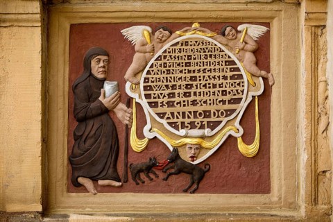 Detail on the Tempelhaus, Gothic patrician house on the historic market square, Old Town,