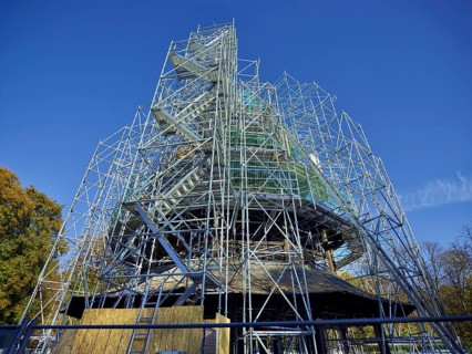 Restoration, Chinese Tower, Munich, Bavaria, Germany, Europe