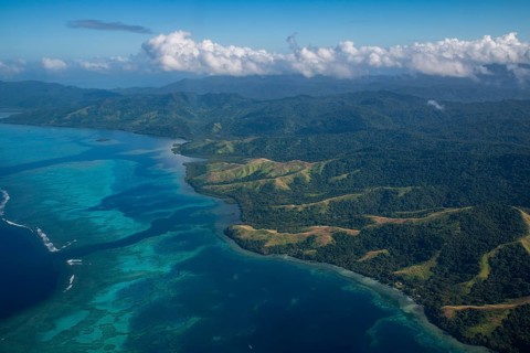 Aerial of Vanua Levu, Fiji, South Pacific, Oceania