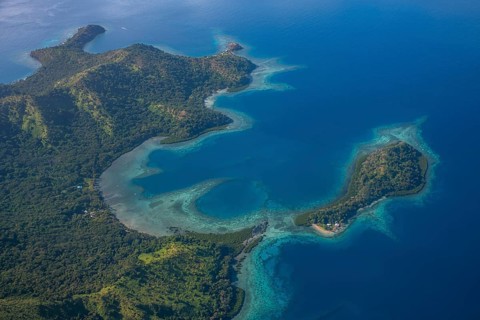 Aerial of Vanua Levu, Fiji, South Pacific, Oceania