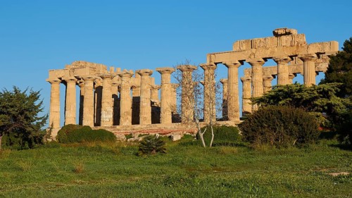 Temple E, Hera Temple, Green Meadow, Selinunte, Archaeological Site, Temple, Southwest Sicily,