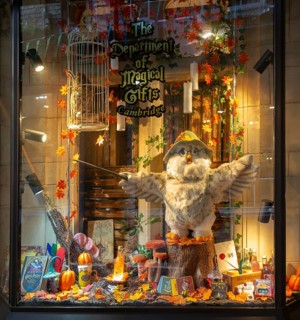 Shop window display, The Department of Magical Gifts shop, city centre, Cambridge, Cambridgeshire,