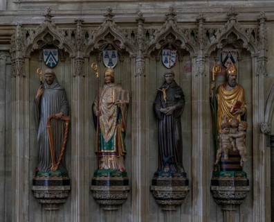 Salisbury, United Kingdom, 8 September, 2022: statues of archbishops in the side nave of the