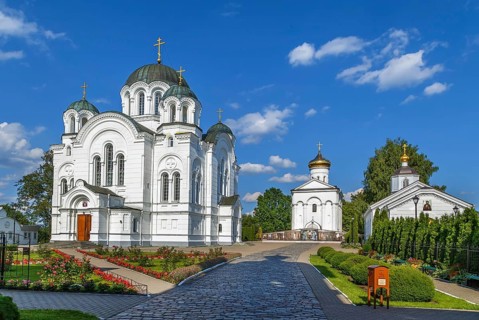 Transfiguration Church from 12 centure and Holy Cross Cathedral in Convent of Saint Euphrosyne,
