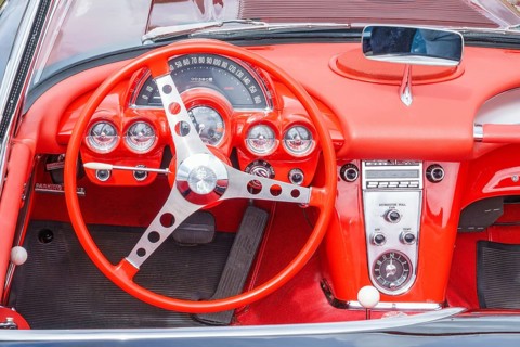 Old classic Chevrolet corvette interior