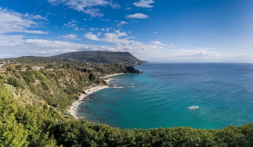 A view of the coast and beaches at Capo Vaticano in Calabria