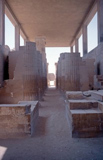 Colonnades, step pyramid of Djoser, Sakkara, al-Jiza governorate, Egypt, September 1989, vintage,