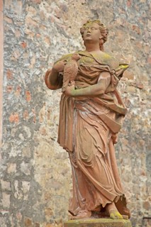 Sculpture by baroque Johann Friedrich Joseph Sommer sculptor on virtue : hope, female figure with