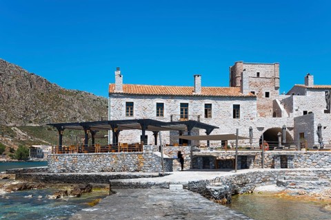 Traditional stone house on the coast with mountain and sea views, Hotel Kyrimai, Geromilenas, Mani,